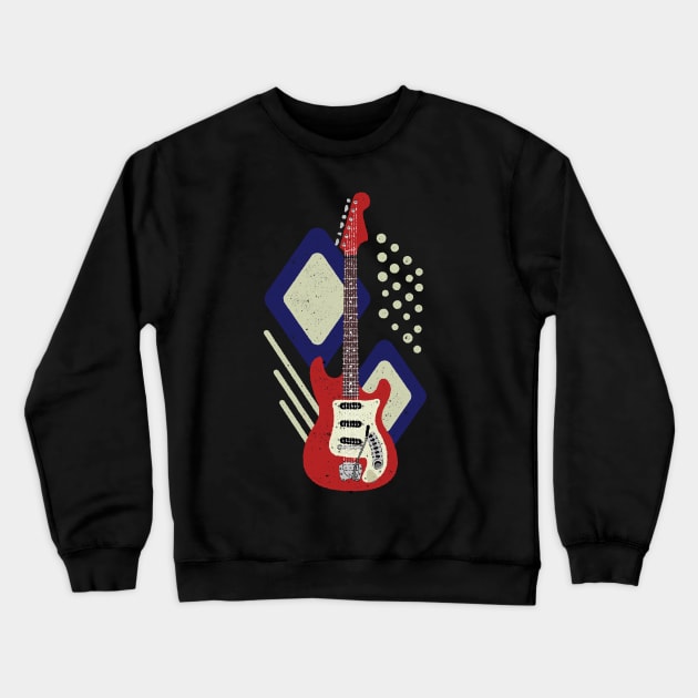 Rebel Rebel Guitar Pattern Crewneck Sweatshirt by Daniel Cash Guitar